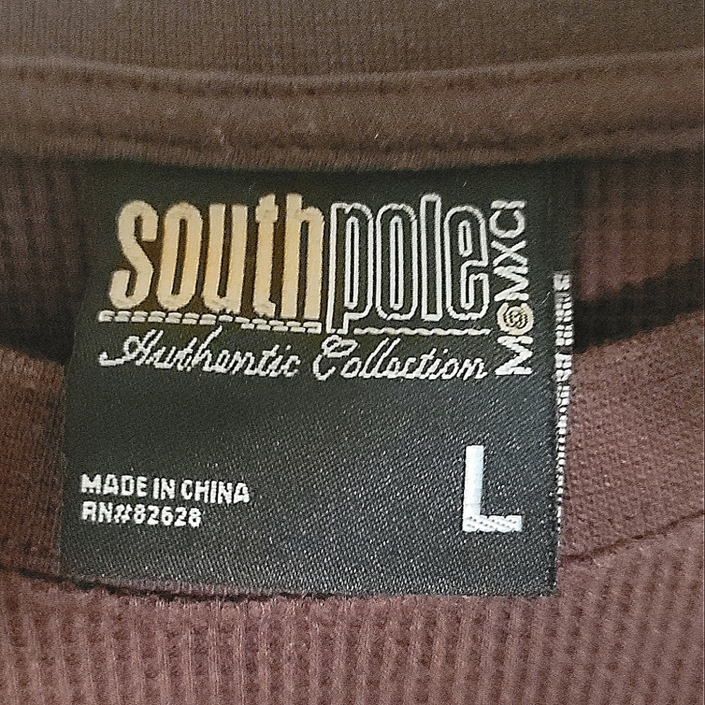Brown Long sleeve waffle cone South Pole shirt.